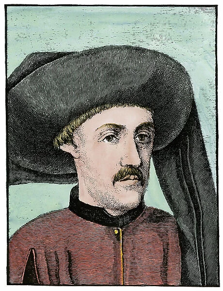 Henry the Navigator (Infant Don Henri) (1394-1460), Prince of Portugal - Prince Henry of Portugal, known as the Navigator. Hand-colored woodcut