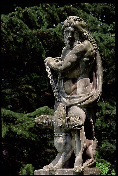 Heracles taming Cerberus, 16th century (marble)