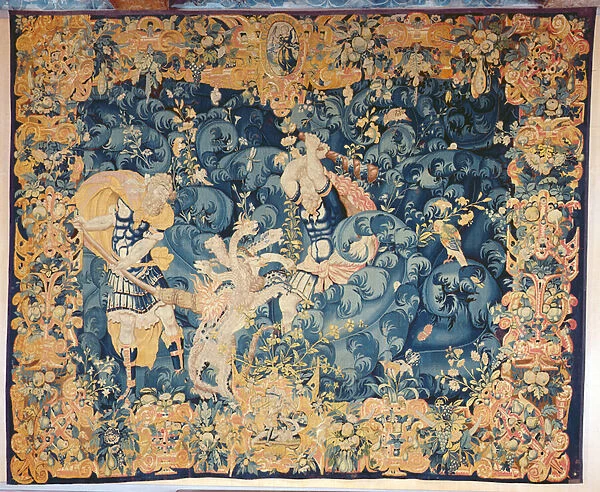 Hercules and the Lernaean Hydra, Audenarde Workshop (wool & silk tapestry)