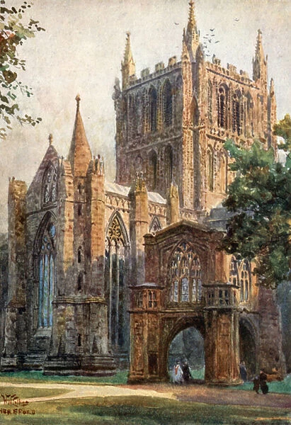 Hereford, the North Transept (colour litho)