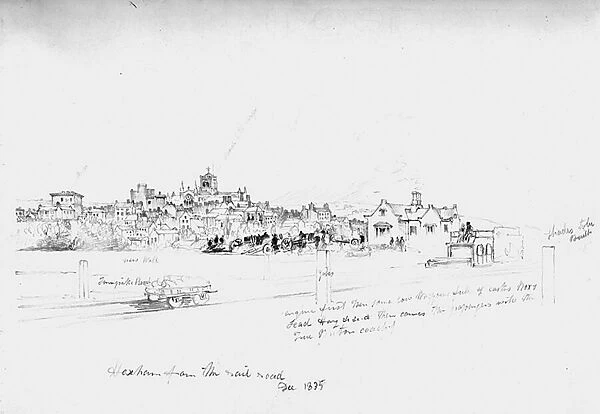Hexham from the Rail Road, 1835 (pencil on paper)