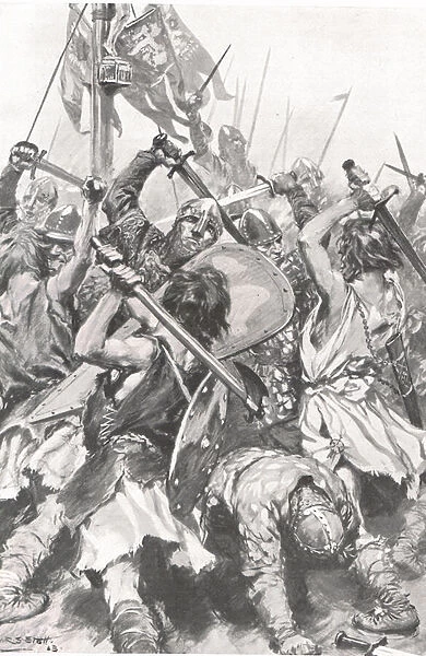 The Highlanders led the Attack, illustration from British Battles on Land and Sea, published by Cassell, London, c. 1910 (litho)
