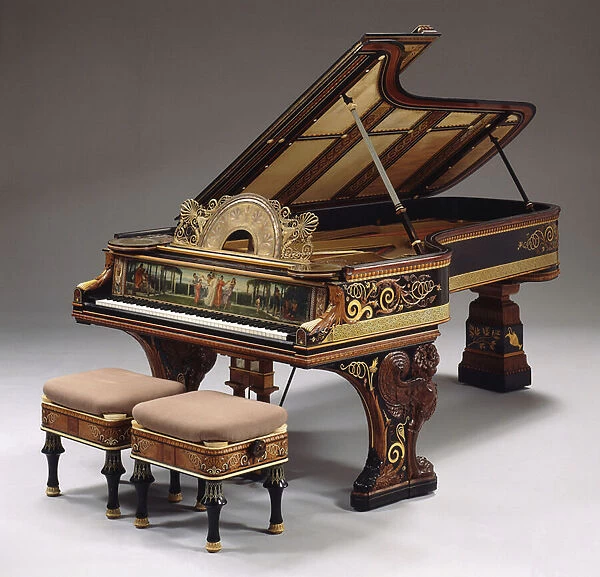 A highly important pianoforte designed by Sir Lawrence Alma-Tadema