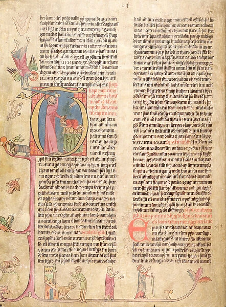Historiated initial P depicting The Sacrifice of Abraham