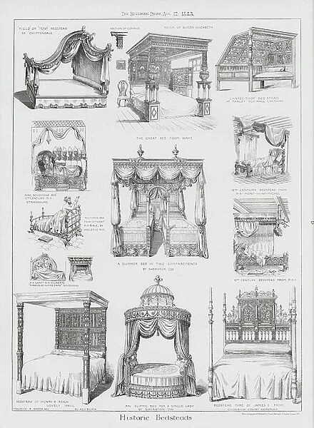 Historic Bedsteads (engraving)