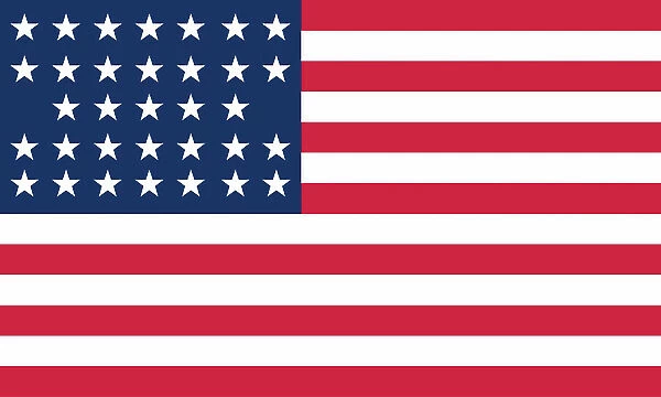 Historical flag of the United States of America. 1859 to 1861. At start of the Civil War the flag had 33 stars; flag was never changed to reflect states that had seceded