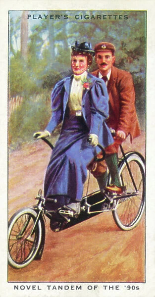 History of Cycling: Novel Tandem of the 90s (colour litho)