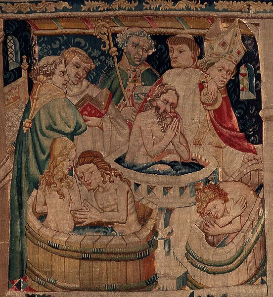 History of Saint Piat and Saint Eleuthere, also called tapestry of Arras. Ordered from canon Toussaint Prier, chaplain of the duke of Burgundy, late 14th-early 15th century. 22m x 2m. Detail (tapestry)