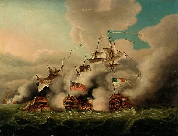 HMS Brunswick breaking the line at the Battle of the First of June, 1794, 1795 (oil on canvas)