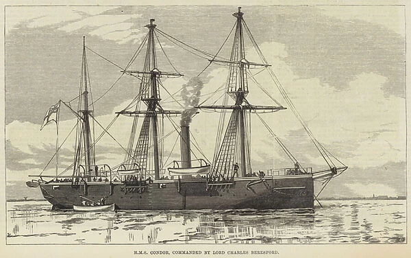 HMS Condor, commanded by Lord Charles Beresford (engraving)