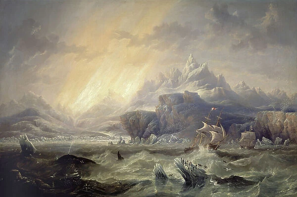 HMS Erebus and Terror in the Antarctic, 1847 (oil on canvas)