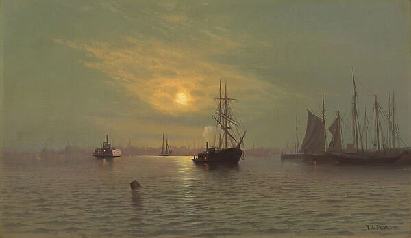Hoboken at Midnight, 1872 (oil on canvas)