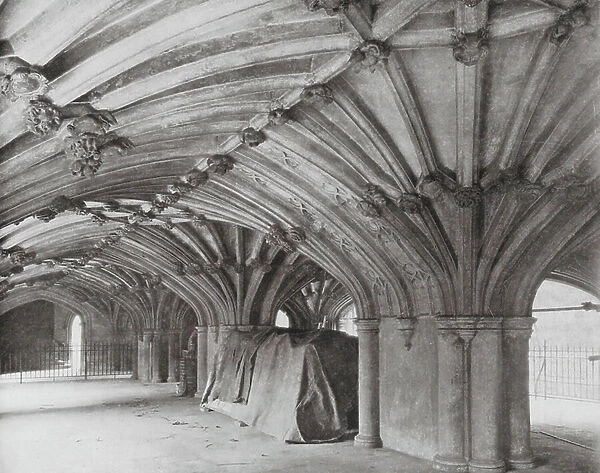 Holborn, Lincoln's Inn, Chapel, consecrated 1623, Crypt, looking NW (b / w photo)
