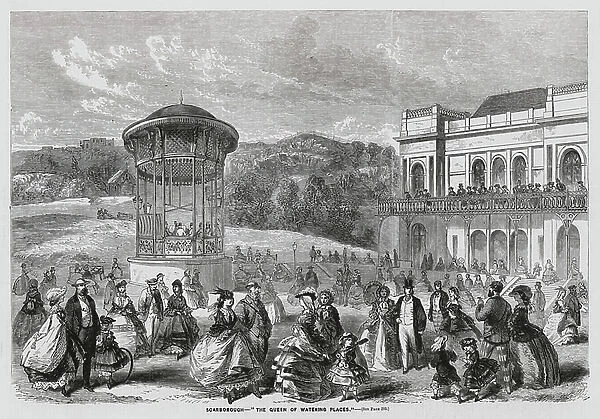 Holidaymakers at Scarborough, Yorkshire (engraving)
