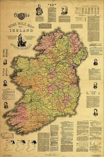 Home Rule Map of Ireland, 1893