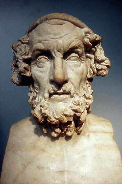 Homer (8th century BC) Greek epic poet credited with authorship of the Iliad and the Odyssey. 2nd century BC (bust sculpture of roman copy of lost Greek original)