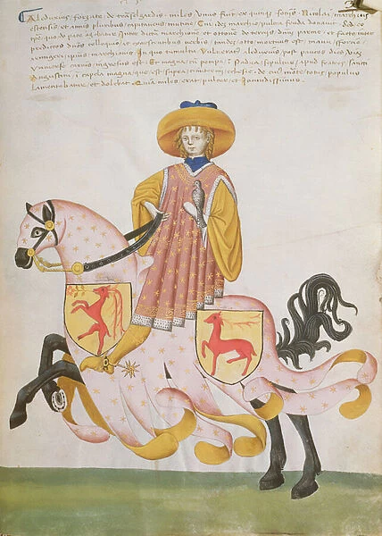 A Horseman with a Falcon, from the Codex Capodilista (vellum)