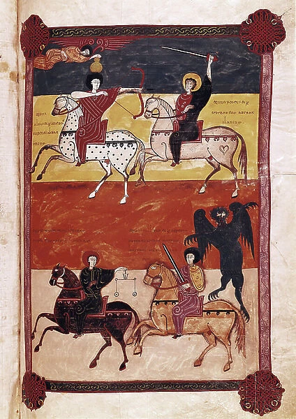 The Four Horsemen of the Revelation. Beatus of Liebana. Miniature of 1047