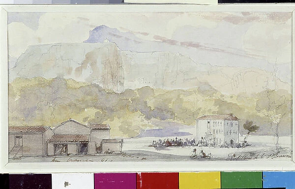 Hostellerie in the Massif de la Sainte Baume. Watercolour by Amable Louis Crapelet (1822-1867) 1845 Mandatory mention: Collection fondation regards de Provence, Marseille