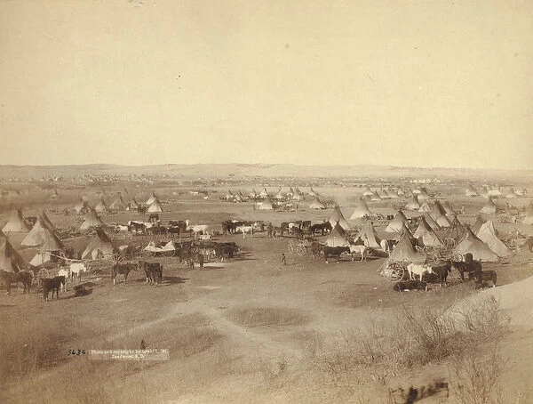 Hostile Indian camp, 1891 (b  /  w photo)
