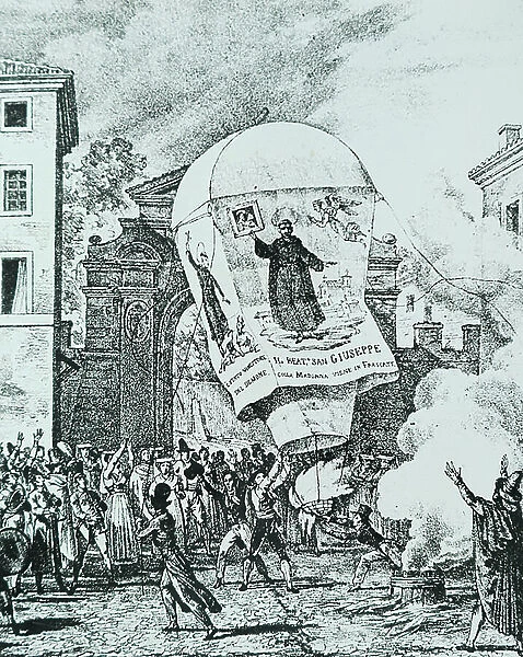 A hot-air balloon being released to celebrate San Giuseppe Day in Rome