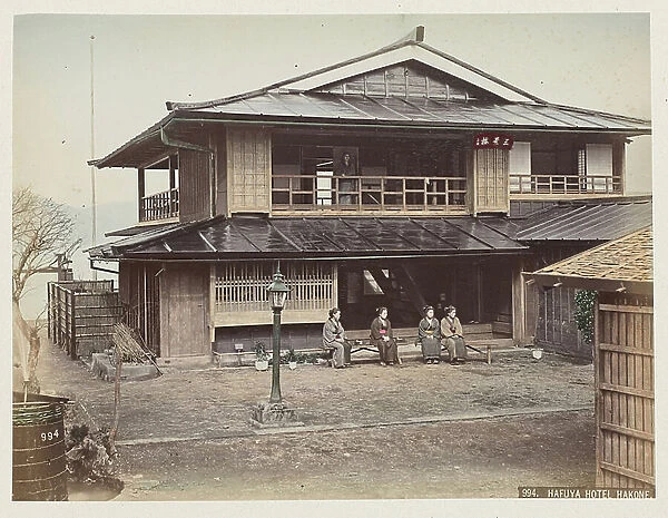 Hotel Hafuya, a Hakone - Hafuya hotel, Hakone - Japan 1880-1910 - Hand coloured photo