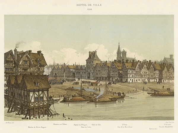 Hotel de Ville, 1583 (colour litho)