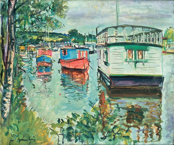 House Boats, Loch Lomond (oil on canvas)