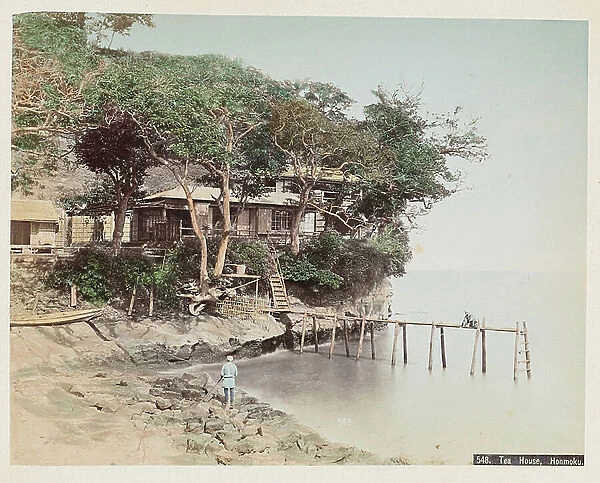 House of the Honmoku, Yokohama - Tea House, Honmoku - Japan 1880-1910 - Hand coloured photo