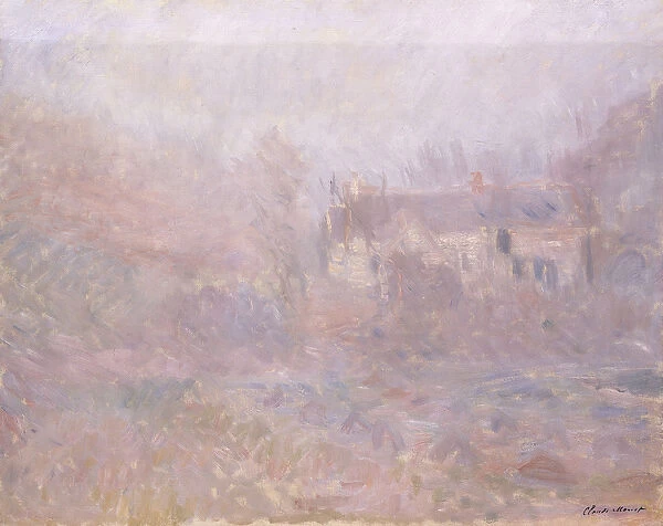 Houses at Falaise in the Fog, 1885 (oil on canvas)