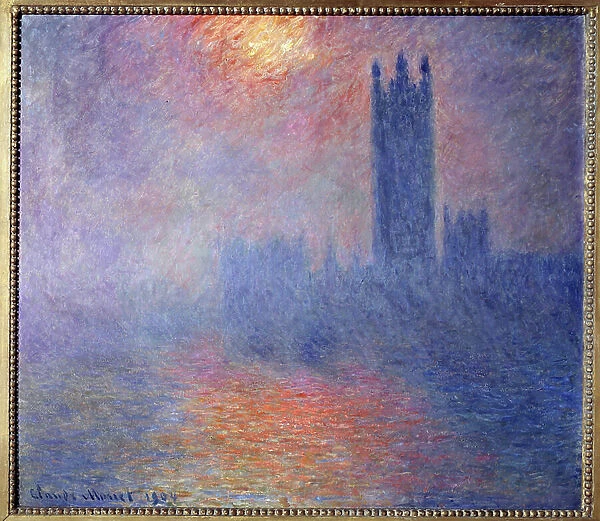 The Houses of Parliament, London, with the sun breaking through the fog, 1904 (oil on canvas)