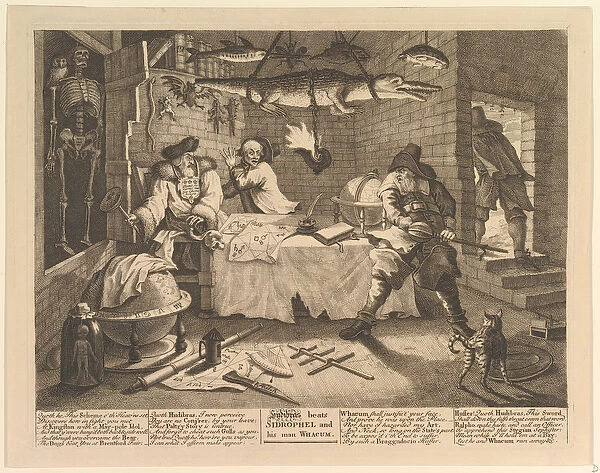 Hudibras beats Sidrophel and his man Whacum, 1726 (engraving)