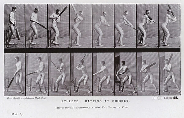 The Human Figure in Motion: Athlete, batting at cricket (b  /  w photo)