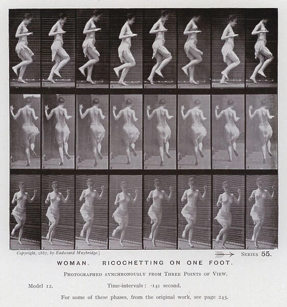 The Human Figure in Motion: Woman, ricochetting on one foot (b  /  w photo)