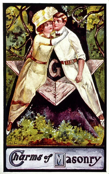 Humorous postcard card satirising British Freemasonry. 1905
