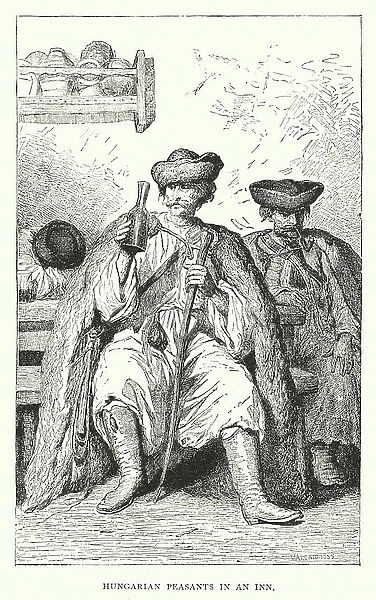 Hungarian Peasants in an Inn (engraving)