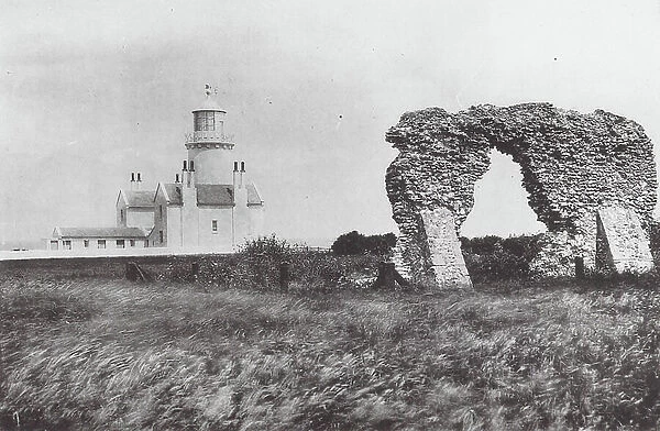 Hunstanton: Lighthouse and Ruins (b / w photo)