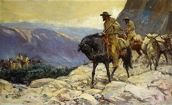 Hunters and Packmules, 1922 (oil on canvas)