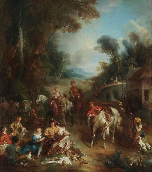A Hunting Party, 1730 (oil on canvas)