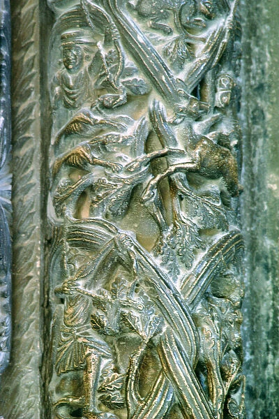 Hunting scene, a detail from the west portal (stone)