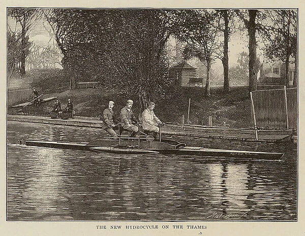 Hydrocycle on the River Thames (engraving)