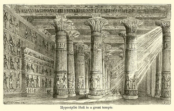 Hypostylic Hall in a great temple (engraving)