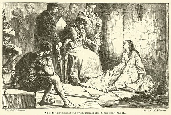 'I sat two hours reasoning with my lord chancellor upon the bare floor'(engraving)