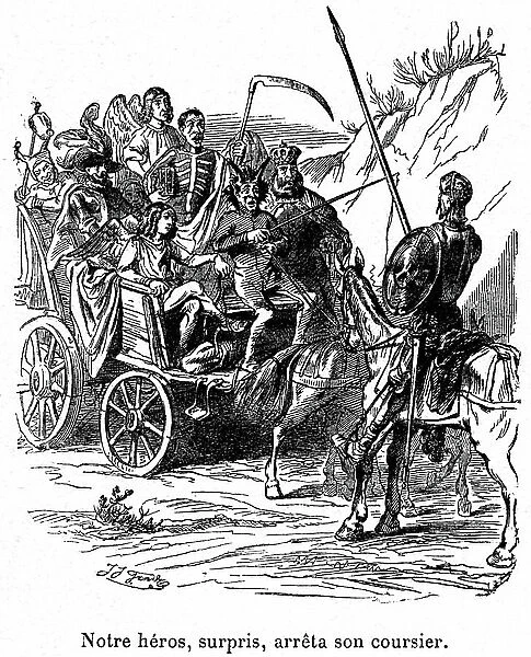 Illustration of the adventures of Don Quixote written by Cervantes, 1848 (engraving)