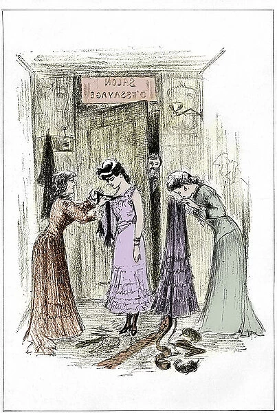 Illustration for Au bonheur des dames written by Emile Zola, 19th century, edition 1906 (engraving)
