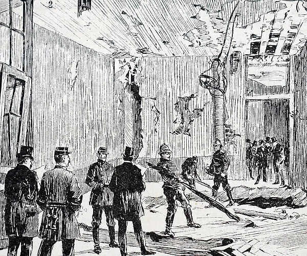 Illustration depicting the aftermath of an explosion in Rue des Bons Enfants, Paris, 1892 (engraving)