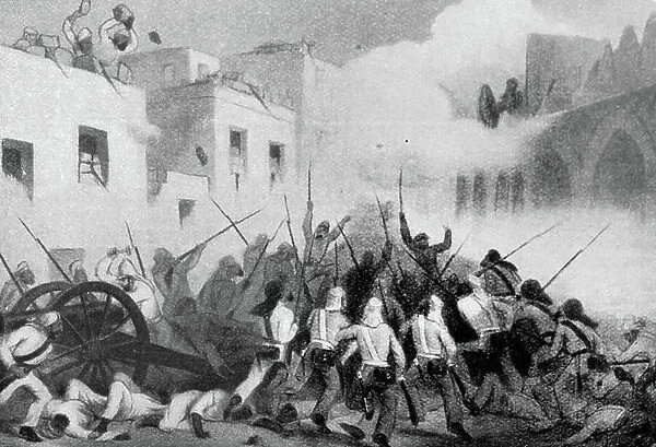 Illustration depicting the re-taking of Delhi by Brevet Major William Stephen Raikes Hodson
