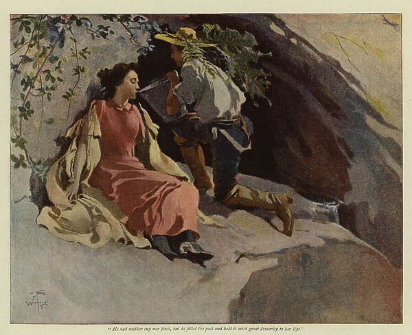 Illustration for Jack and Jill of the Sierras, by Bret Harte (colour litho)