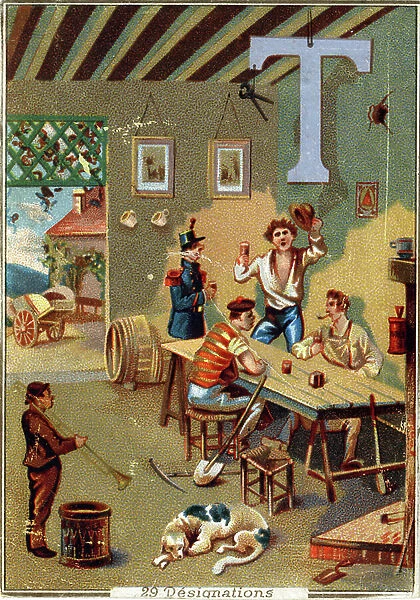 Illustration for Letter O, P and Q 'Alphabet des insectes', 1883 (print)