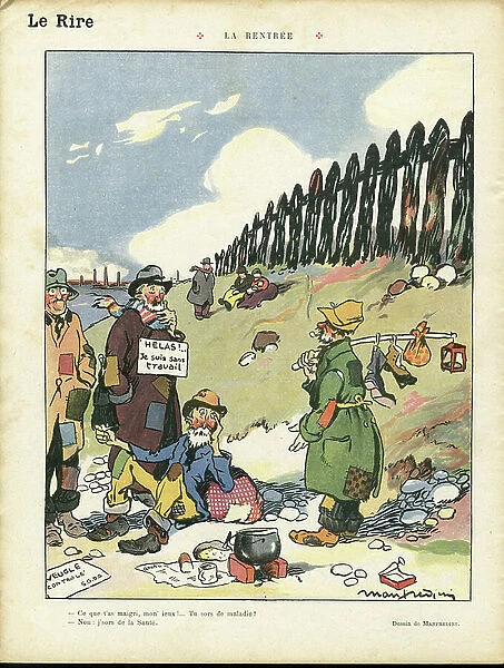 Illustration of Manfredini (1889-1922) in Le Lire, 25 / 10 / 13 - La rentree - Misere - Miserous, poor, homeless